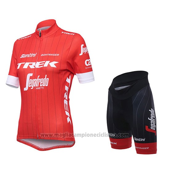 2018 Abbigliamento Ciclismo Donne Trek Segafredo Rosso Manica Corta e Salopette